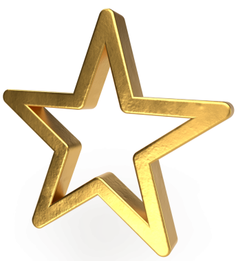 Altın 3D yıldız simgesi izole edildi