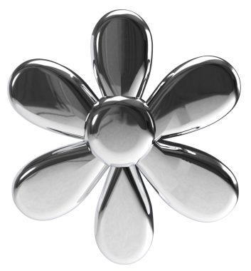 Gümüş metalik çiçeğin 3D görüntüsü