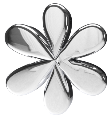 Yoncalı metal çiçeğin 3 boyutlu resmi