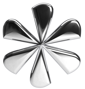 Metalik süslemeli çiçeğin 3 boyutlu gümüş sembolü.