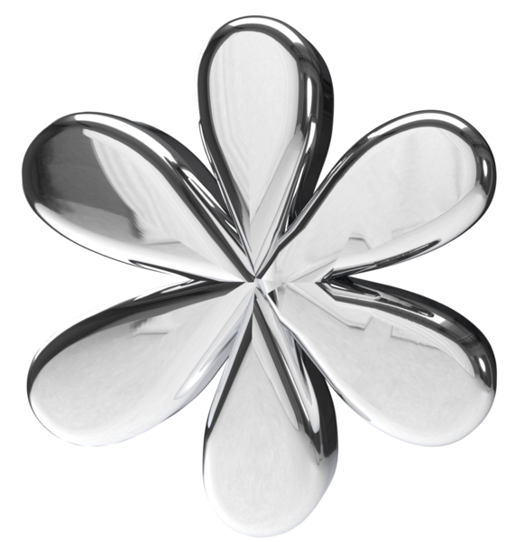 Yoncalı metal çiçeğin 3 boyutlu resmi