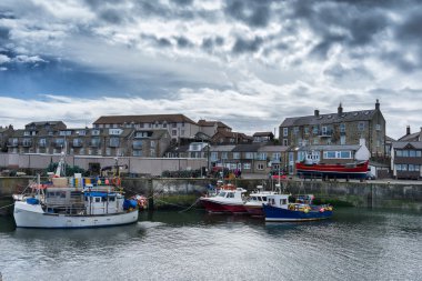 Seahouses Limanı Northumbria sahil üzerinde