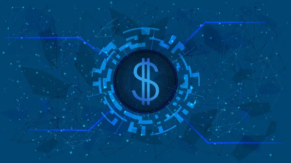 Dólar Usd Símbolo Moneda Círculo Con Tema Digital Sobre Fondo — Archivo Imágenes Vectoriales