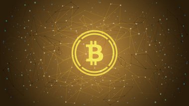 Çokgen arka planda DeFi projesinin Bitcoin WBTC simgesi. Kripto para birimi logosu simgesi. Merkezi olmayan finans programları. Vektör.