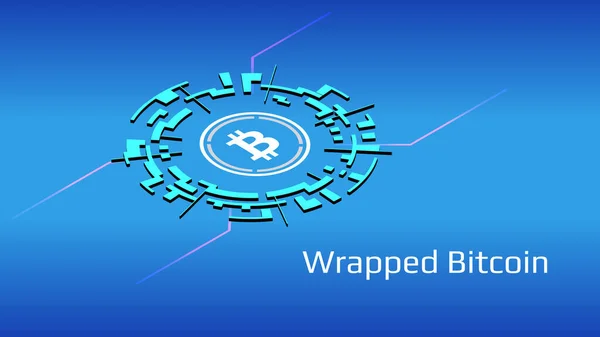 Enveloppé Bitcoin Wbtc Symbole Jeton Isométrique Projet Defi Cercle Numérique — Image vectorielle