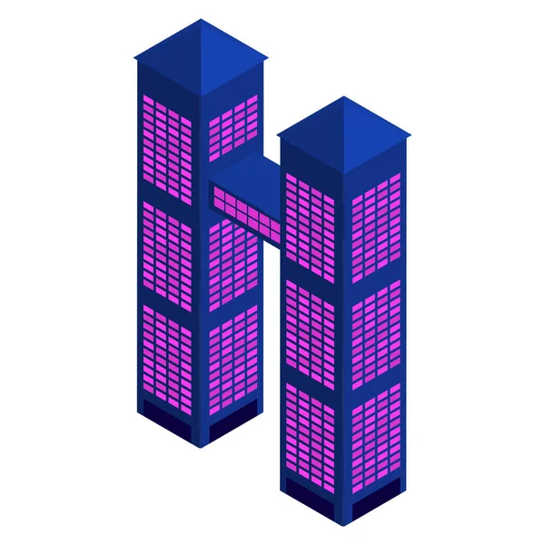Gökdelenden Oluşan Isometric Binalar Beyazın Tepesinde Izole Edilmiş Bir Geçitle — Stok Vektör