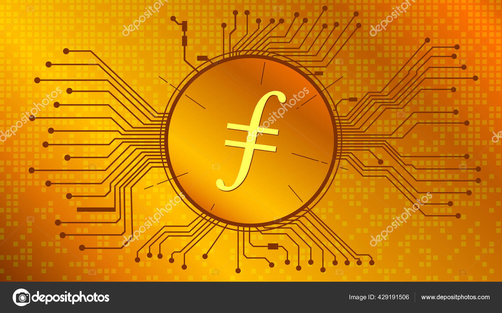 Filecoin Cryptocurrency Token Symbol Fil Coin Icon Circle Pcb Gold 스톡 벡터 -  ©k_v 429191506