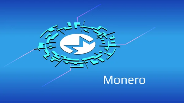 Monero Xmr Símbolo Símbolo Isométrico Círculo Digital Sobre Fundo Azul — Vetor de Stock