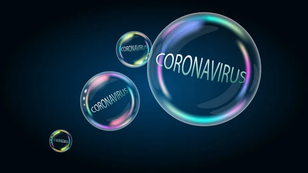 Coronavirus Covid Problema Inchado Bolha Sabão Notícias Falsas Irromperão Breve —  Vetores de Stock