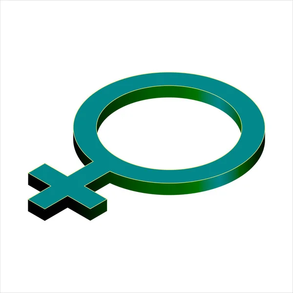Isometric Perempuan Tanda Gender Terisolasi Pada Putih Simbol Feminin Ilustrasi - Stok Vektor
