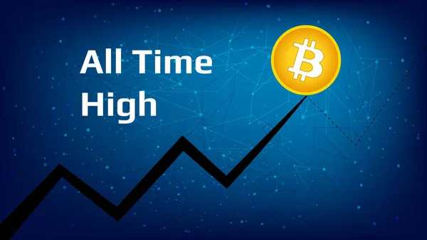 Bitcoin Btc Ath All Time High Mince Vůbec Nejvyšší Cenu — Stockový vektor