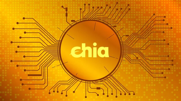 Chia Network Xch Kryptowährungssymbol Des Defi Projekts Kreis Mit Leiterplattenspuren — Stockvektor