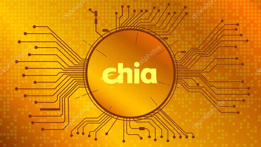 Chia Network Xch Cryptocurrency Token Symbol Of The Defi Project In Circle With Pcb Tracks On Gold Background Currency Icon Decentralized Finance Programs Vector Eps10 Premium Vector In Adobe Illustrator Ai