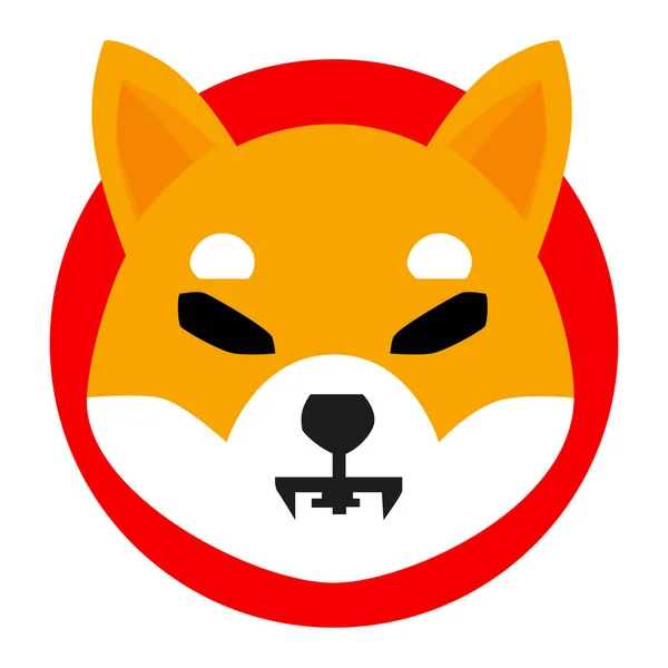 Shiba Inu SHIB sembol şifreleme logosu simgesi beyaz arkaplanda izole edildi. Vektör illüstrasyonu.
