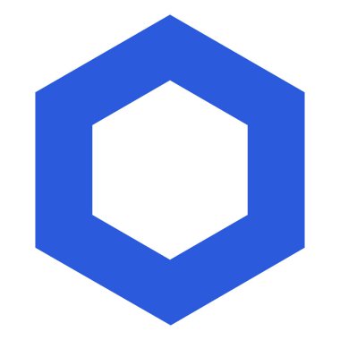 Zincirli LINK sembol şifreli para logosu, para simgesi beyaz arkaplanda izole edilmiş. Vektör illüstrasyonu.