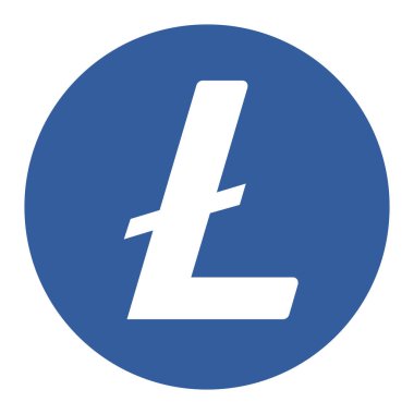 Litecoin LTC sembol kripto para logosu, para simgesi beyaz arkaplanda izole. Vektör illüstrasyonu.