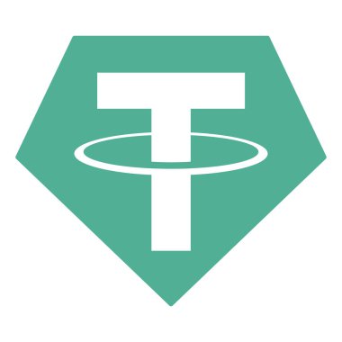 USDT sembolü şifreli para logosu, para simgesi beyaz arkaplanda izole edilmiş. Vektör illüstrasyonu.