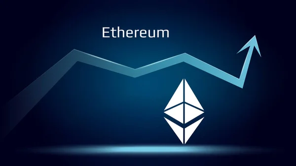 추세와 에테르 Eth 승하고 기호와 화살표 단풍나무는 날아간다 일러스트 — 스톡 벡터