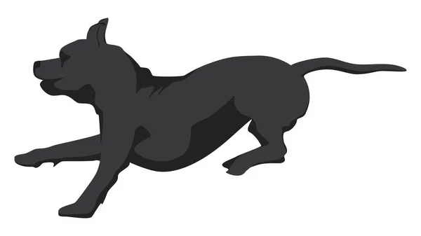 Silhouette Running Brindle Staffordshire Terrier Pitbull Isolé Sur Blanc Illustration — Image vectorielle