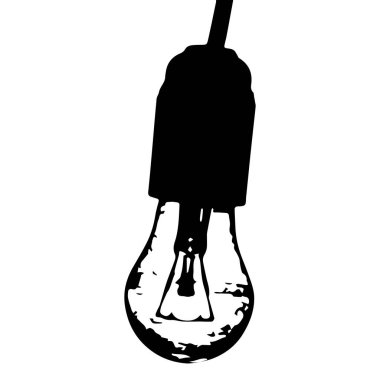 Beyaz arka planda kartuş silueti olan parlak bir lamba. Vektör illüstrasyonu.