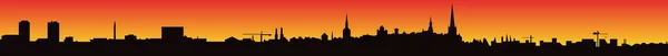 Long City Skyline Sunset Footer Website Vector Illustration — Διανυσματικό Αρχείο