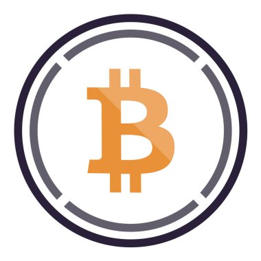 Paketlenmiş Bitcoin WBTC sembol şifreli para logosu, beyaz arkaplanda izole edilmiş sikke simgesi. Vektör illüstrasyonu.