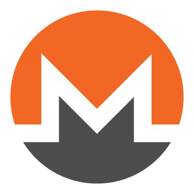 Monero XMR DeFi projesinin kripto para birimi logosunun sembol sembolü. Merkezi olmayan madeni para simgesi beyaz arkaplanda izole edilmiş. Vektör illüstrasyonu.