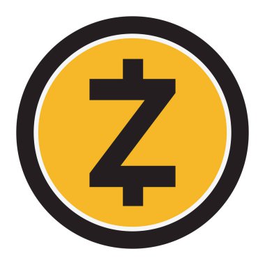 DeFi projesinin kripto para birimi logosunun sembol sembolü olan Zcash ZEC, beyaz arka planda izole edilmiş yerel finans madeni para simgesi. Vektör illüstrasyonu.