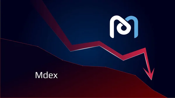 Düşük Eğilimli Mdex Mdx Fiyat Düşüyor Kripto Para Sembolü Kırmızı — Stok Vektör