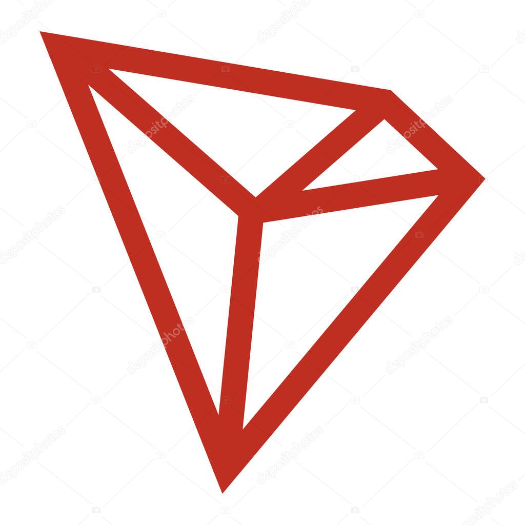 Tron TRX token symbol of the DeFi project cryptocurrency logo, decentralized finance coin icon isolated on white background. Vector illustration.