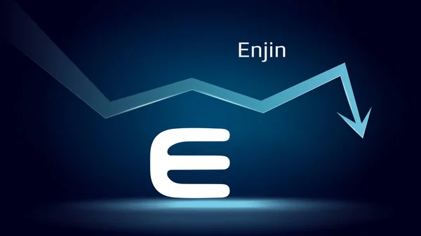 Enjin Enj Tendência Baixa Queda Preço Criptomoeda Símbolo Moeda Seta — Vetor de Stock