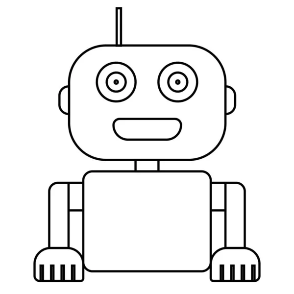 Верхняя Половина Простого Контура Робота Изолирована Белом Значок Дроида Векторная — стоковый вектор