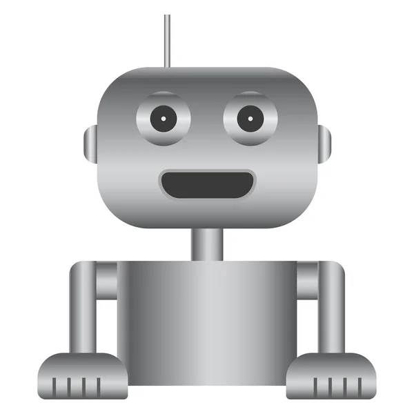 Mitad Superior Del Robot Simple Con Gradiente Gris Aislado Blanco — Vector de stock