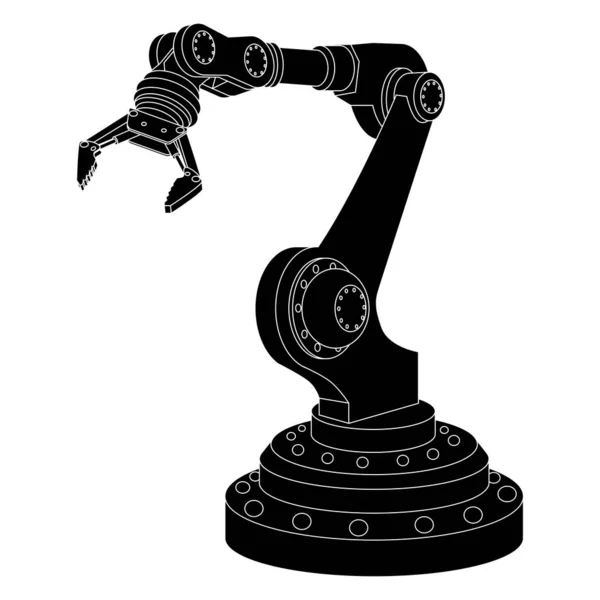 Силуэт Механической Роботизированной Руки Захватом Изолированы Белом Векторная Иллюстрация — стоковый вектор