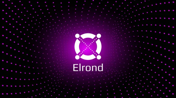 Elrond Egld Símbolo Símbolo Criptomoeda Centro Espiral Pontos Brilhantes Fundo — Vetor de Stock