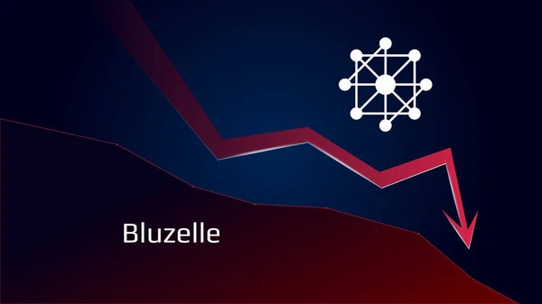 Bluzelle Blz Знижується Ціна Падає Символ Монети Криптовалют Червона Стрілка — стоковий вектор