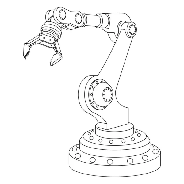 Контур Механической Роботизированной Руки Захватом Изолирован Белом Векторная Иллюстрация — стоковый вектор