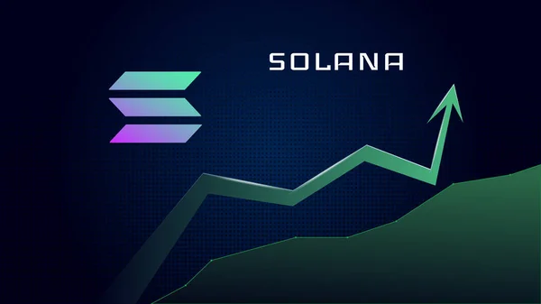 Solana Sol Növekvő Trendben Árak Emelkednek Cryptocurrency Érme Szimbólum Zöld — Stock Vector
