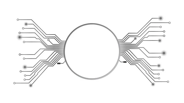 Design Element Techno Stijl Met Kopieerruimte Zilveren Cirkel Met Print — Stockvector