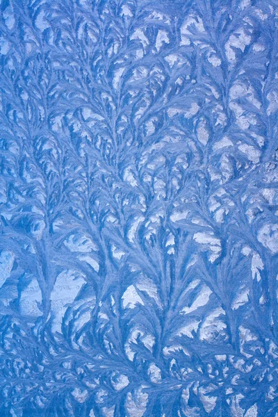 Nice Frostwork Gorgeous Ice Pattern Glass Drawing Frozen Window Vertical Stock Photo