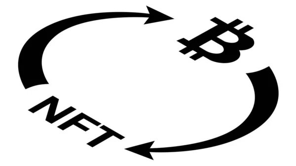Izometrický Koncept Oběhu Nft Bitcoin Btc Symboly Cyklickými Šipkami Monochromatické — Stockový vektor