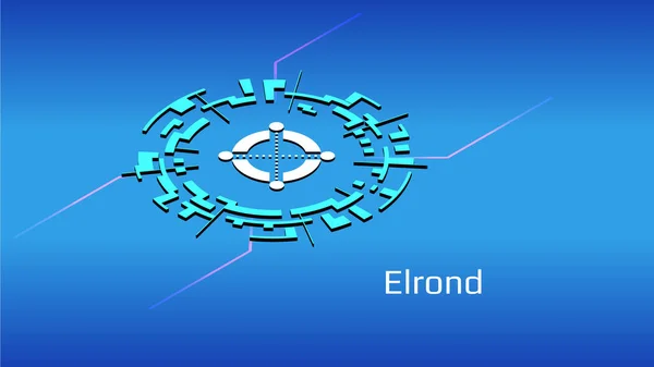 Изометрический Символ Elrond Egld Цифровом Круге Синем Фоне Значок Криптовалюты — стоковый вектор