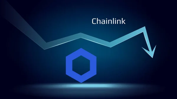 Chainlink Link Downtrend Prijs Daalt Crypto Munt Symbool Pijl Naar — Stockvector