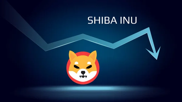 Shiba Inu Shib Знижується Ціна Падає Символ Монети Крипто Стріла — стоковий вектор