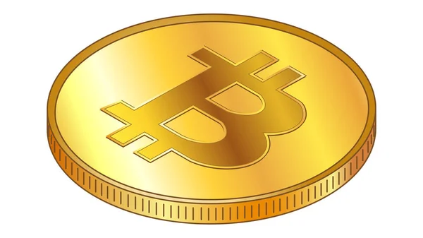 Zlatá Mince Bitcoin Btc Izometrickém Horním Pohledu Izolované Bílém Prvek — Stockový vektor