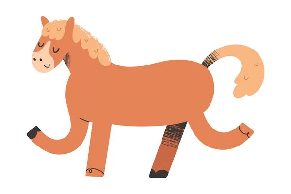 Cute kasztanowca konia ilustracja, gospodarstwo zwierząt rysunek, wektor clipart izolowane — Wektor stockowy