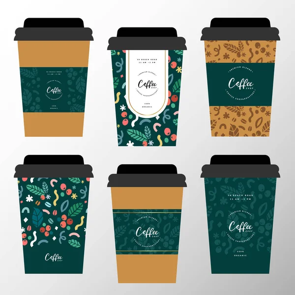 Kağıtlı kahve fincanı tasarımı, logolu karton kupalar. Harf logosu ve desen çizimleriyle süslenmiş kollu karton bardağı çıkar.