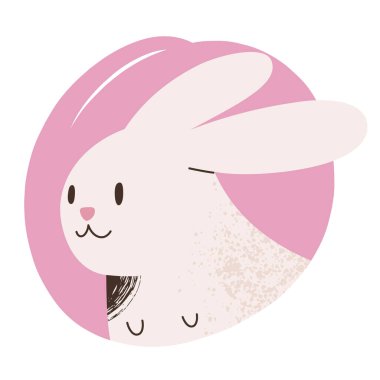 Tavşan avatarı, şirin çiftlik hayvanı el çizimi, izole vektör çizimi