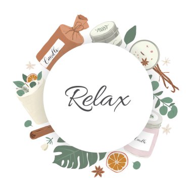 Kokulu mumlar kart şablonu, soya yağı kokulu mumlarla dekore edilmiş vektör çerçevesi mum dükkanı için kare kompozisyon,