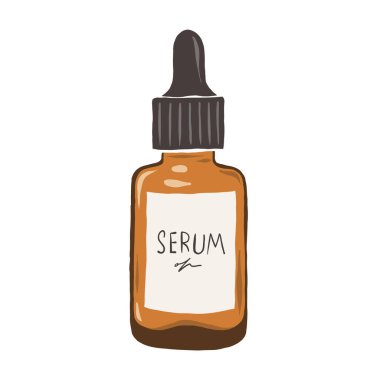 Cilt serumu, güzellik tedavisi, cam şişede pipetli sıvı tedavi, gerçekçi vektör çizimi